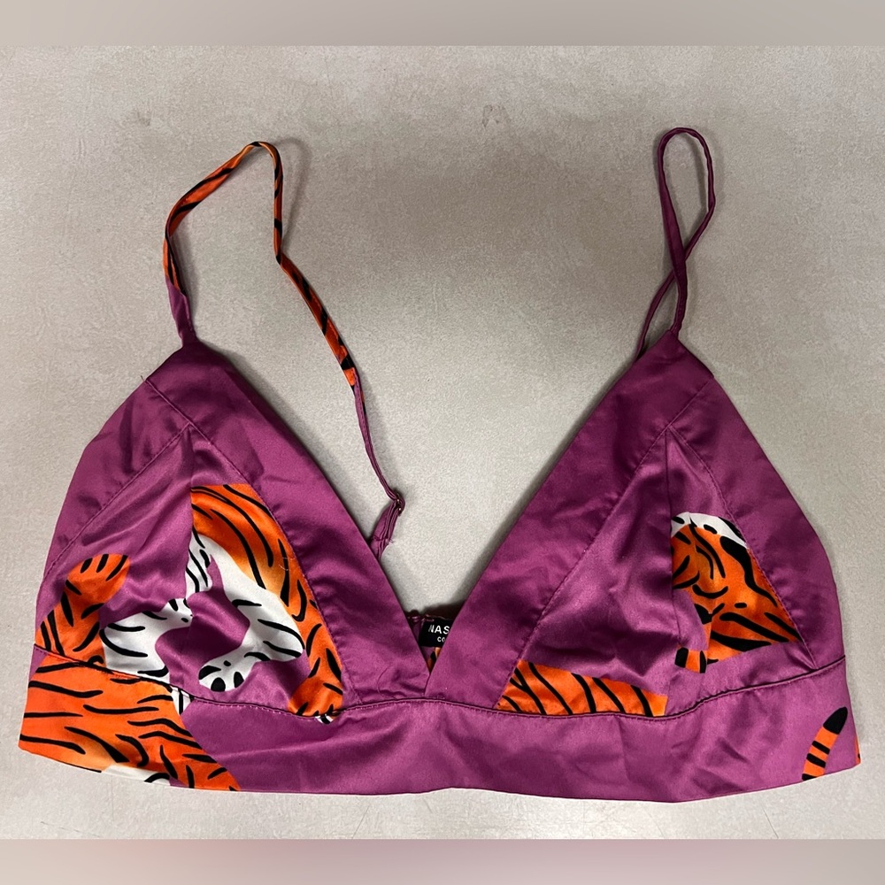 Nasty Gal Purple and Orange Tiger Print Bralette